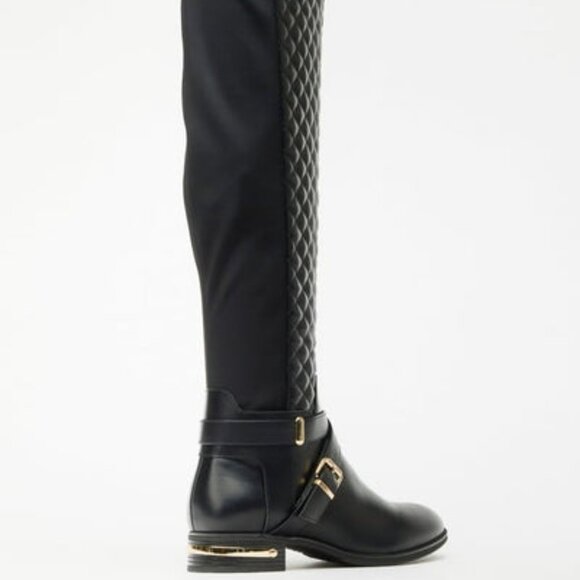 SHOEDAZZLE FAUX LEATHER/NEOPRENE PANEL OVER THE KNEE QUILTED BOOT 18.25" SHAFT - Picture 5 of 10